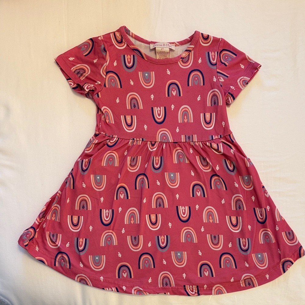 Vibrant Pink Rainbow Kids Dress